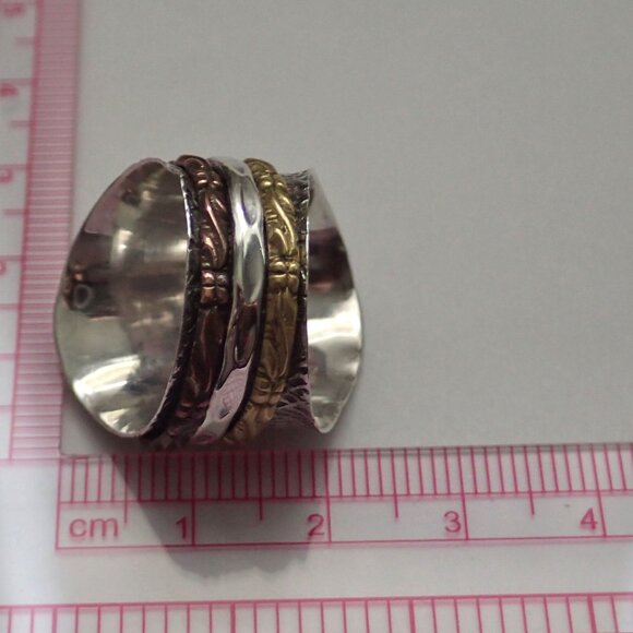 Boho Style 3 Metal Trio Spinner Ring - Picture 5 of 9